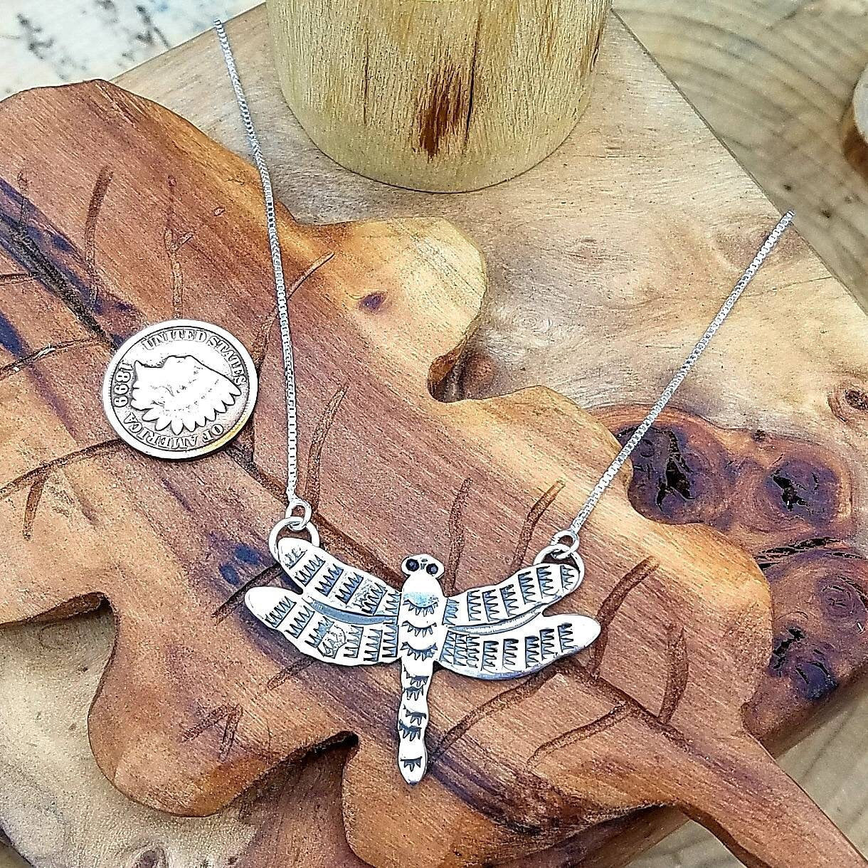 Handmade Sterling Silver Dragonfly Necklace UBhuman Handcrafted Jewelry